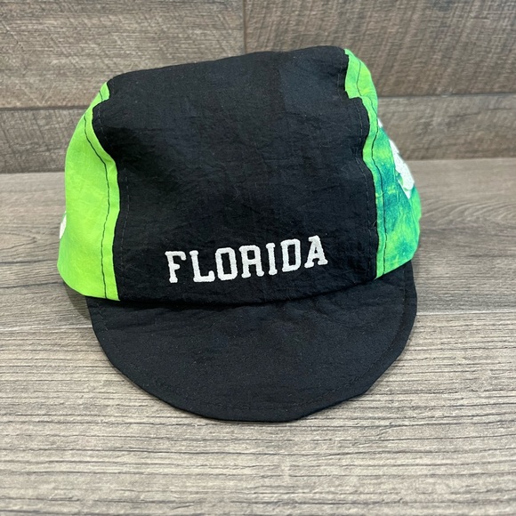 Vintage Cycling Hat Cap Retro Wave Florida 80s Black Green Sport Gear Taiwan ROC - Picture 2 of 8